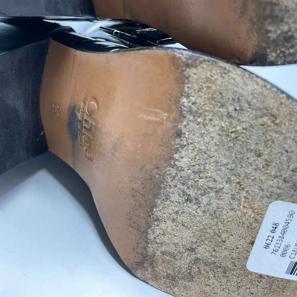 CHLOE Rylee Glossed Leather Ankle Boots Cut Out Black Size 37/7 - Picture 13 of 13